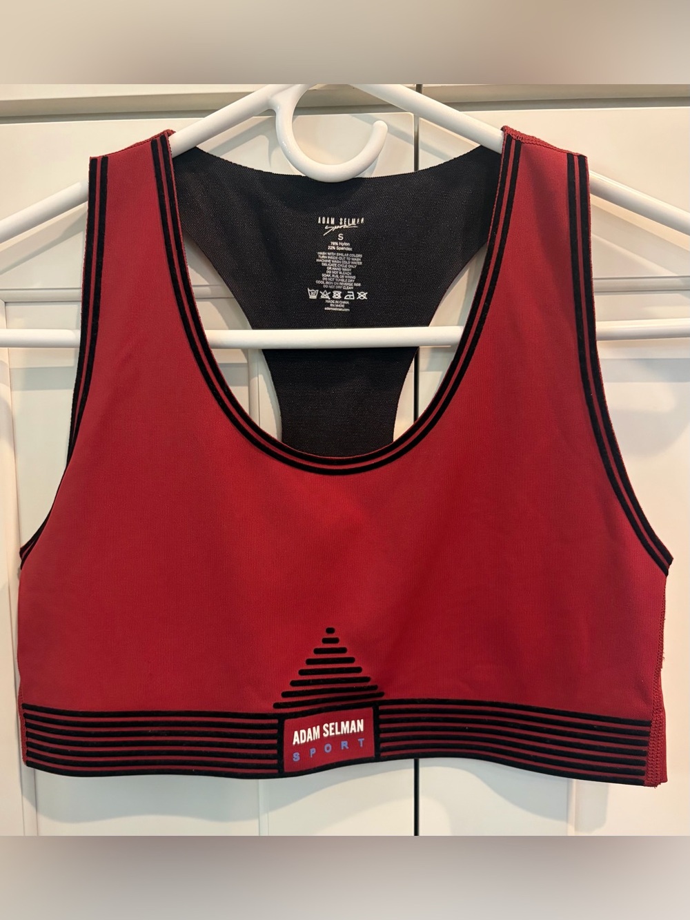 Adam Selman Sport Active Sports Bra in Maroon & Black, Size Small